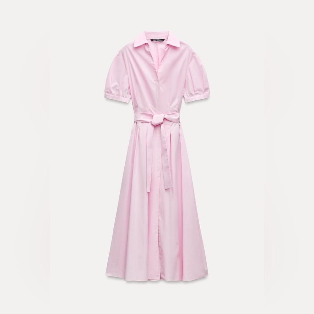 NWT ZARAβPOPLINβSHIRTDRESSβpink - Picture 8 of 13